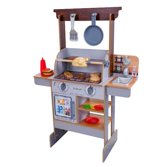 KidKraft Spin &#x26; Reveal Wooden Grill &#x26; Play Kitchen with Water-Reveal Food